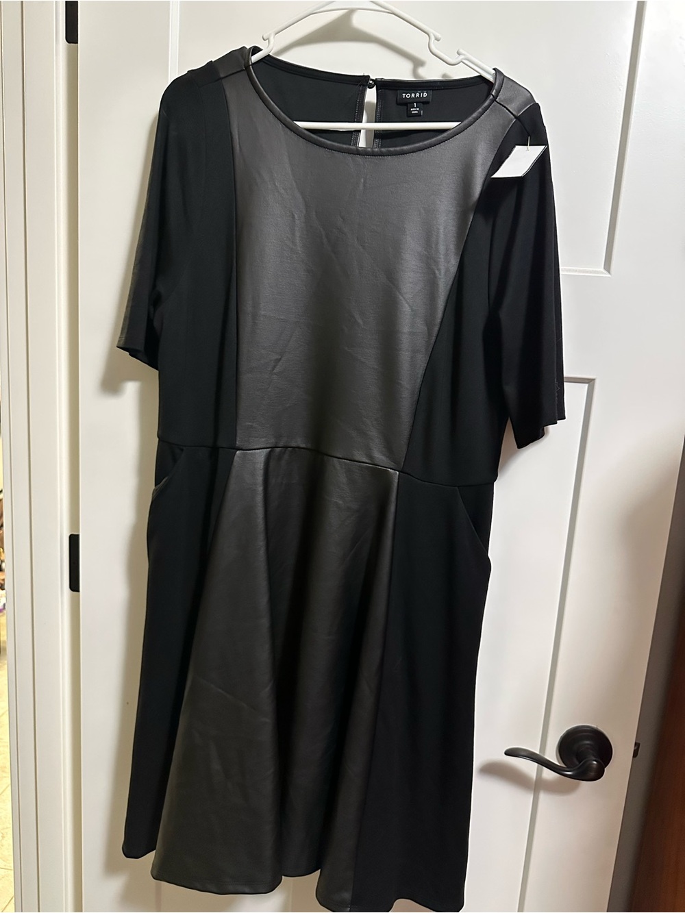 torrid Black Faux Leather Panel Midi Dress